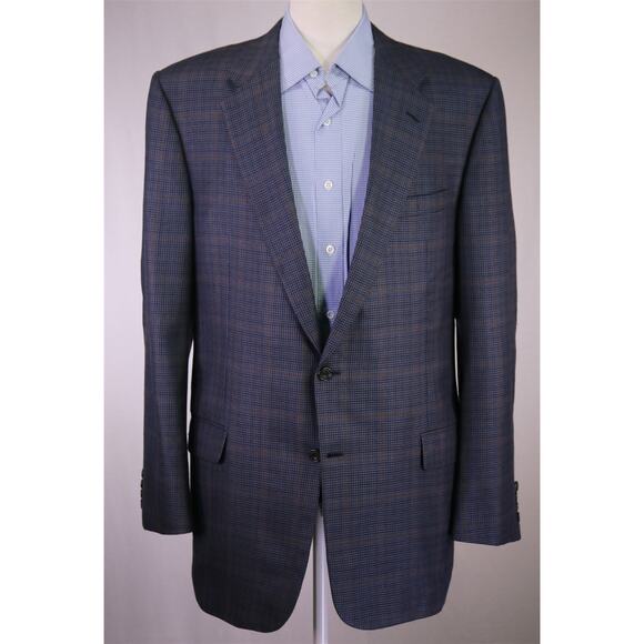 Hickey Freeman Custom Blazer Blue Black Brown 2-Btn Sportcoat Jacket 44L - Picture 2 of 8